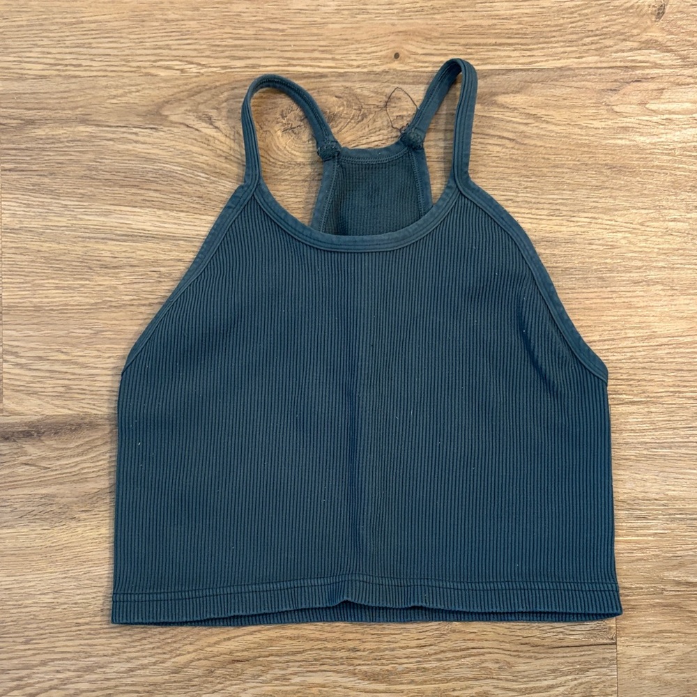 Free People Ribbed Racerback Tank Top in Dark Teal